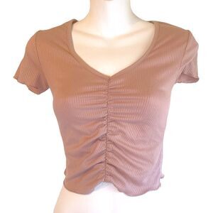 Streetwear Society Dark Mauve Pink Scrunched Short Sleeved Shirt Small